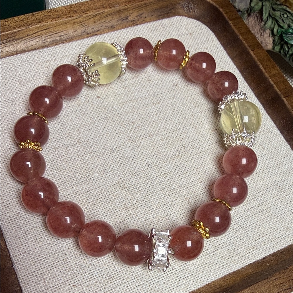 One-of-a-Kind Brand New Strawberry Quartz & Citrine Bracelet